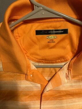 Greg Norman Collection Orange Striped Short-Sleeve Polo
